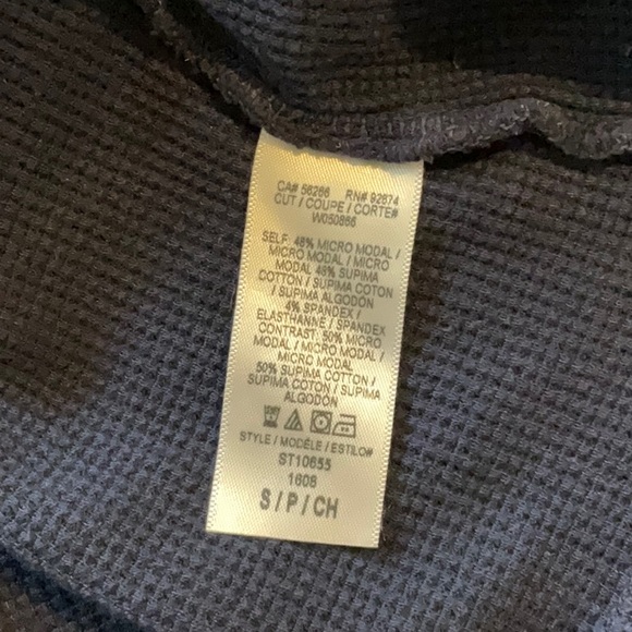 Splendid navy blue waffle off the shoulder Henley top - Picture 5 of 7